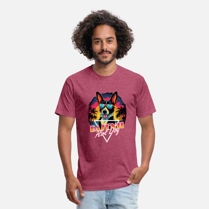 Retro Wave Basenji Hot Dog Shirt