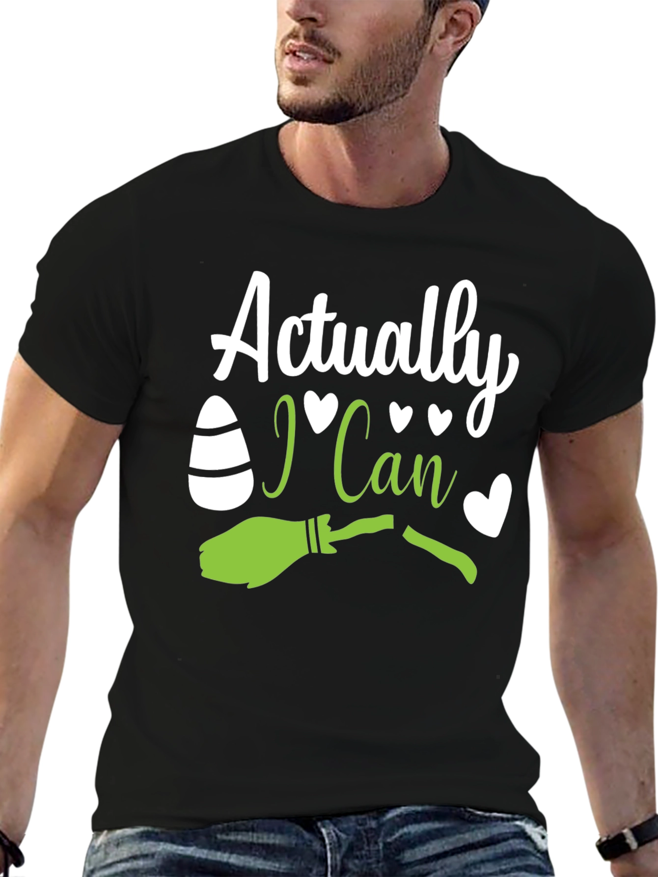 Actually I Can - Witch Broom Halloween T-Shirt