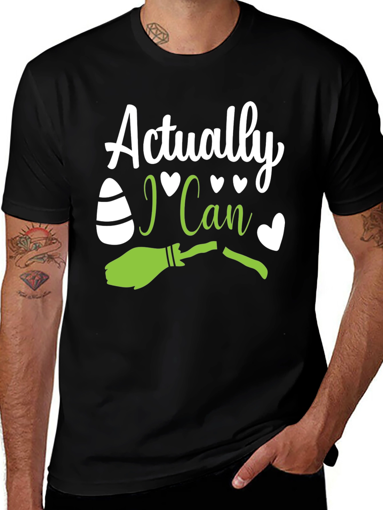 Actually I Can - Witch Broom Halloween T-Shirt