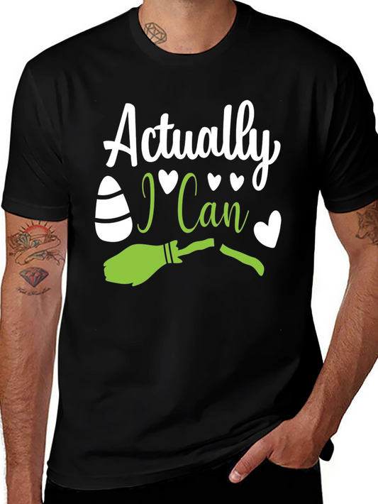 Actually I Can - Witch Broom Halloween T-Shirt