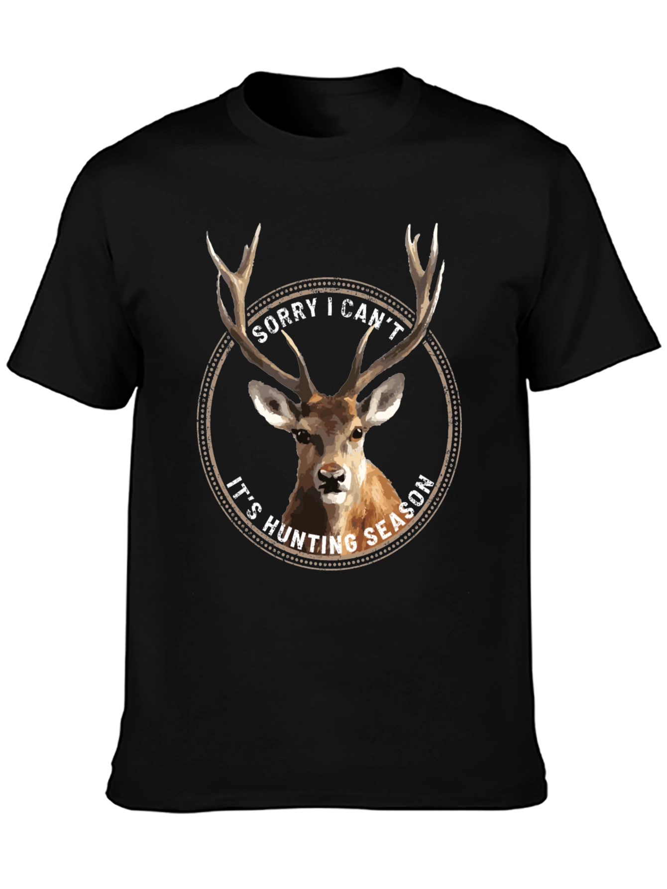 Hunting Season Deer Graphic Tee - Black Casual T-Shirt