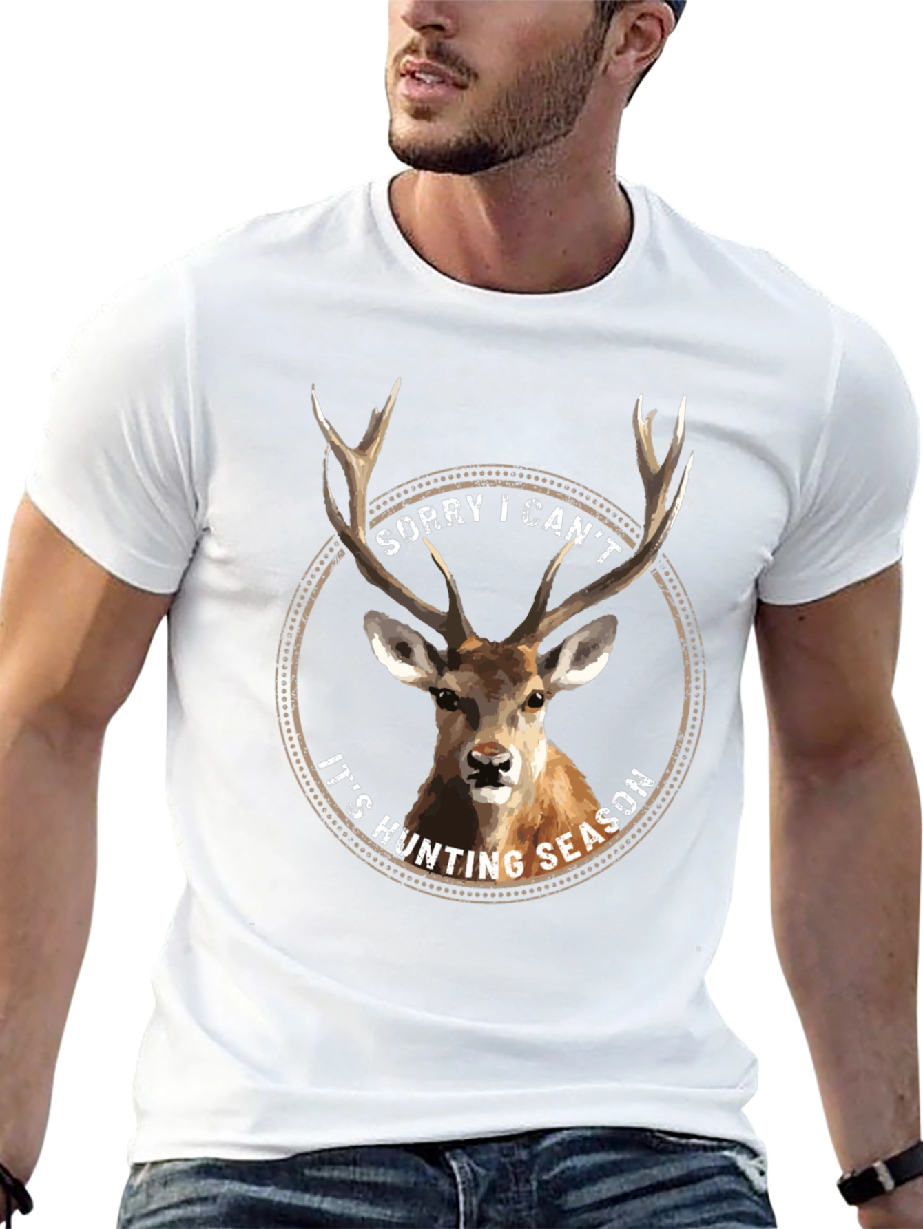 Hunting Season Deer Graphic Tee - Black Casual T-Shirt