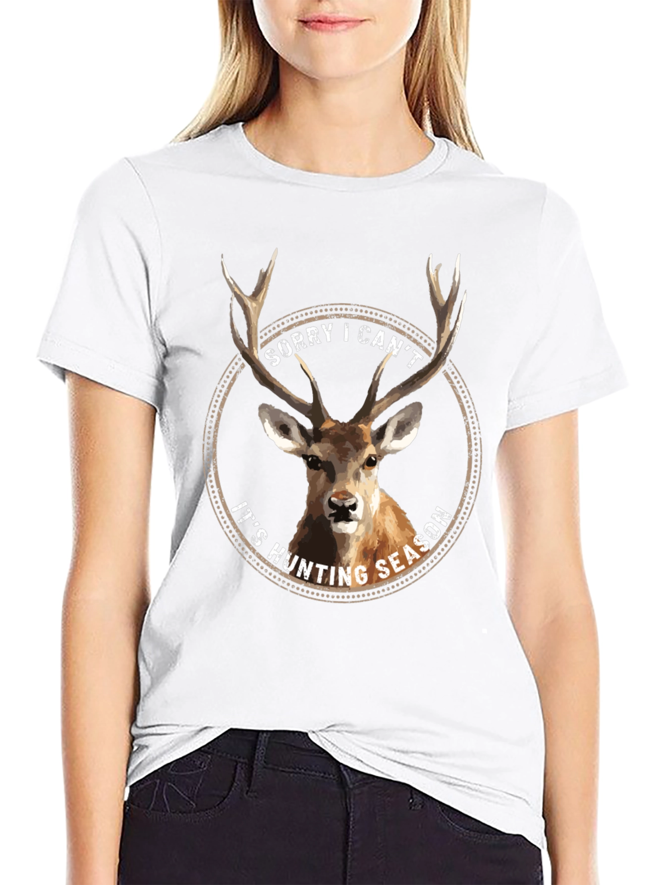 Hunting Season Deer Graphic Tee - Black Casual T-Shirt