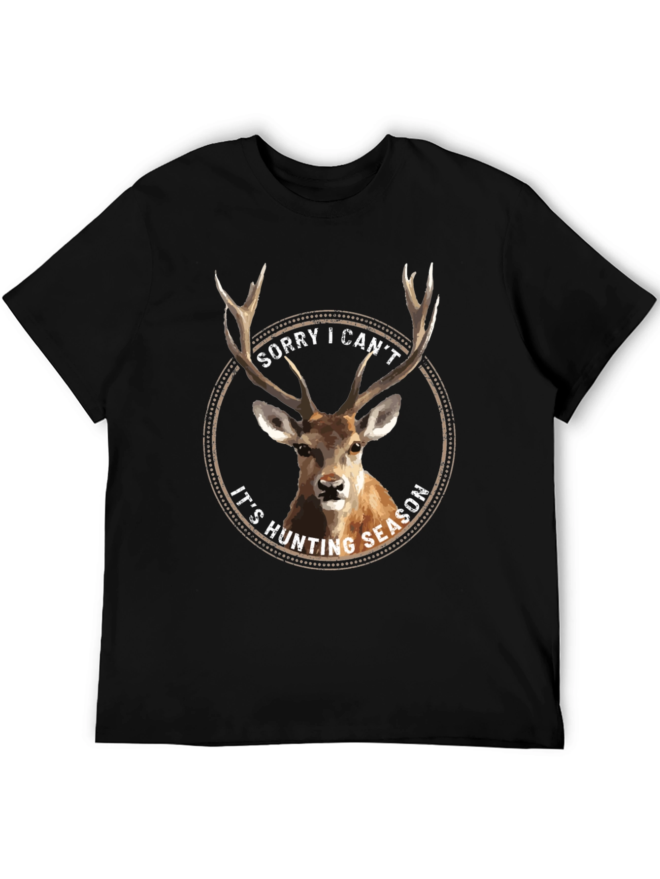 Hunting Season Deer Graphic Tee - Black Casual T-Shirt
