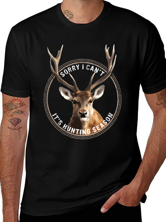 Hunting Season Deer Graphic Tee - Black Casual T-Shirt