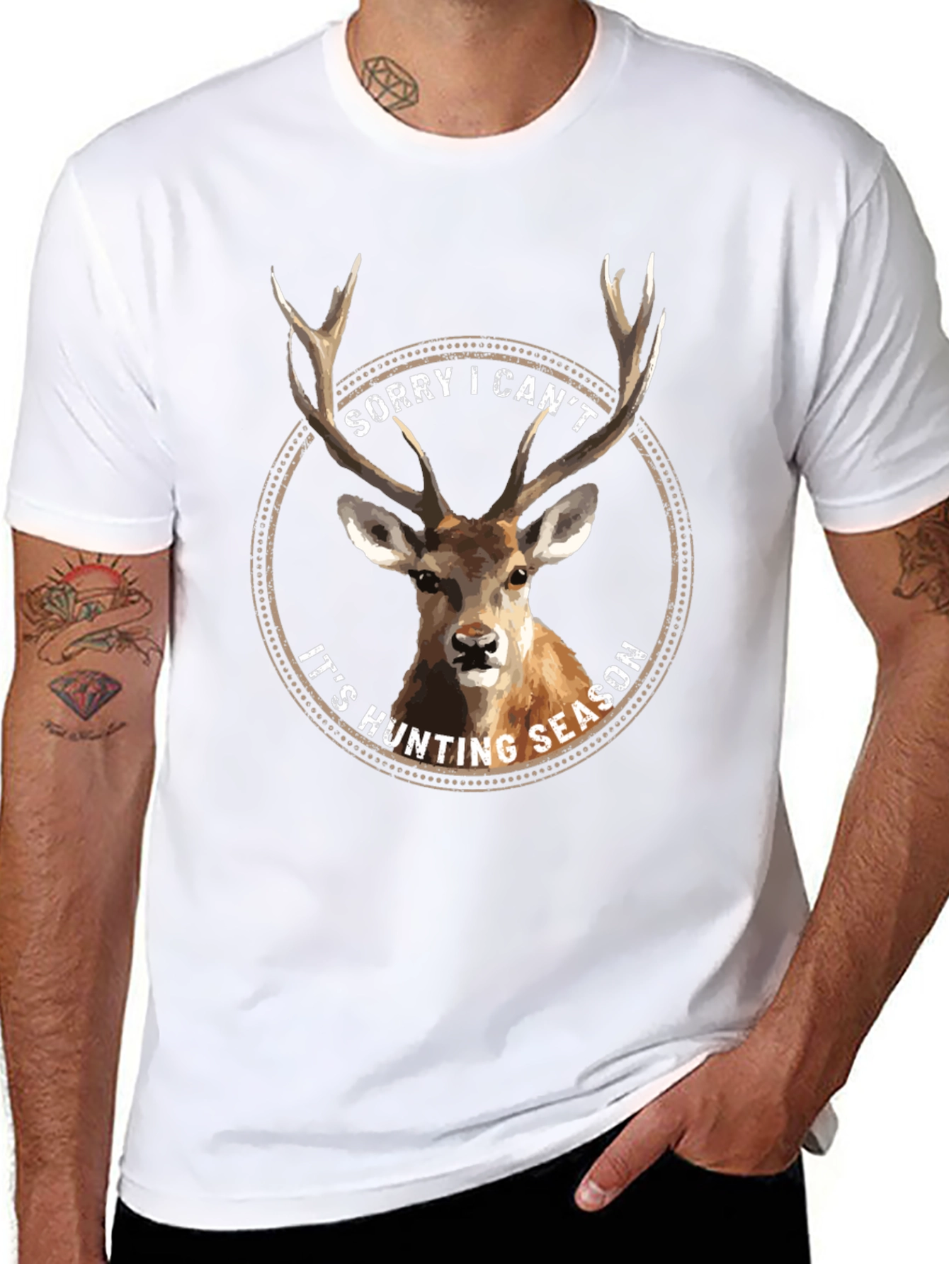 Hunting Season Deer Graphic Tee - Black Casual T-Shirt