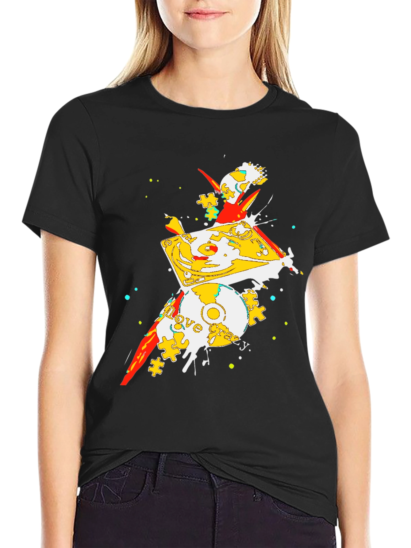 Abstract Turntable Graphic Tee - Black