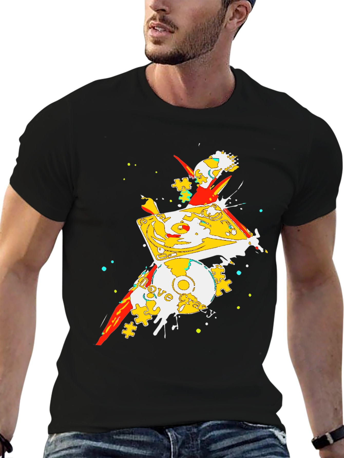 Abstract Turntable Graphic Tee - Black