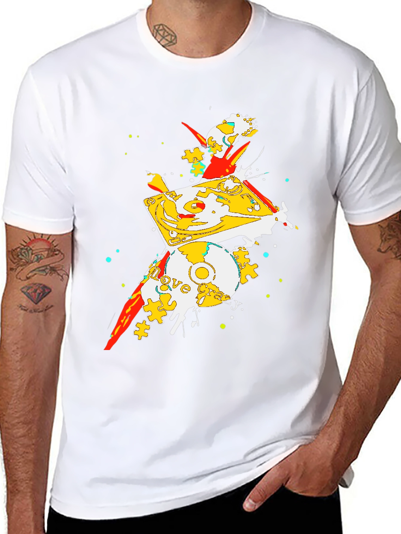 Abstract Turntable Graphic Tee - Black