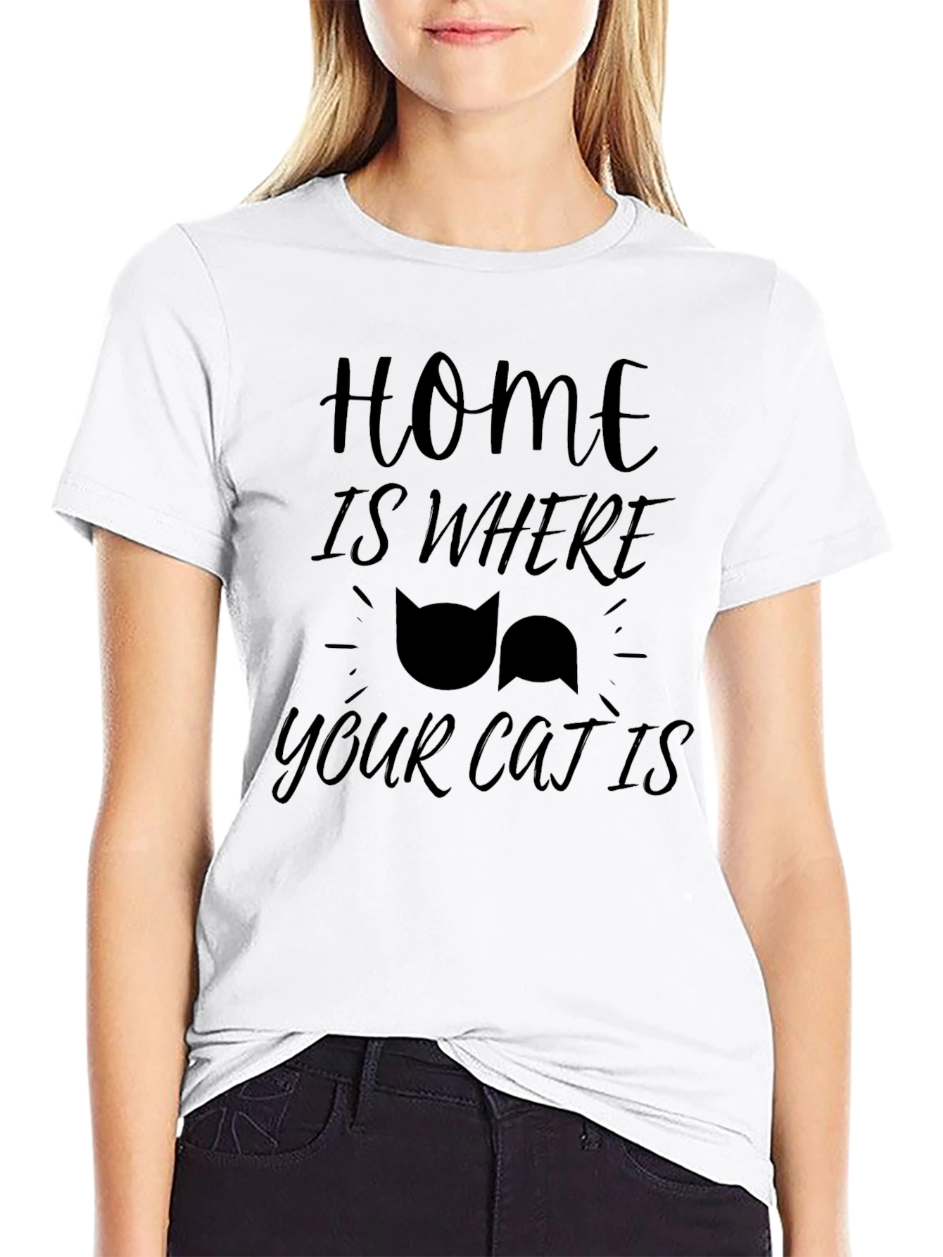 Home Is Where Your Cat Is - Black T-Shirt