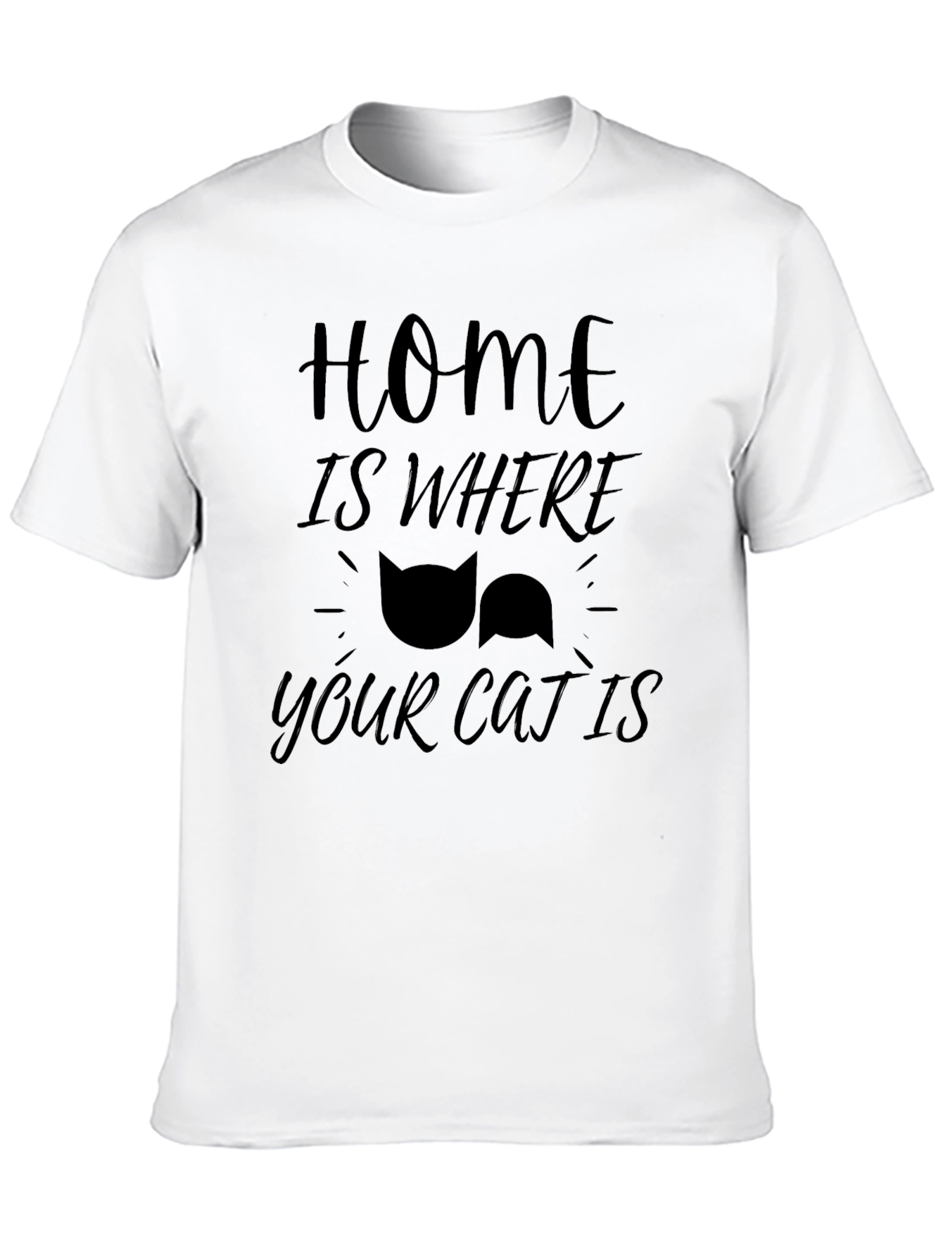 Home Is Where Your Cat Is - Black T-Shirt