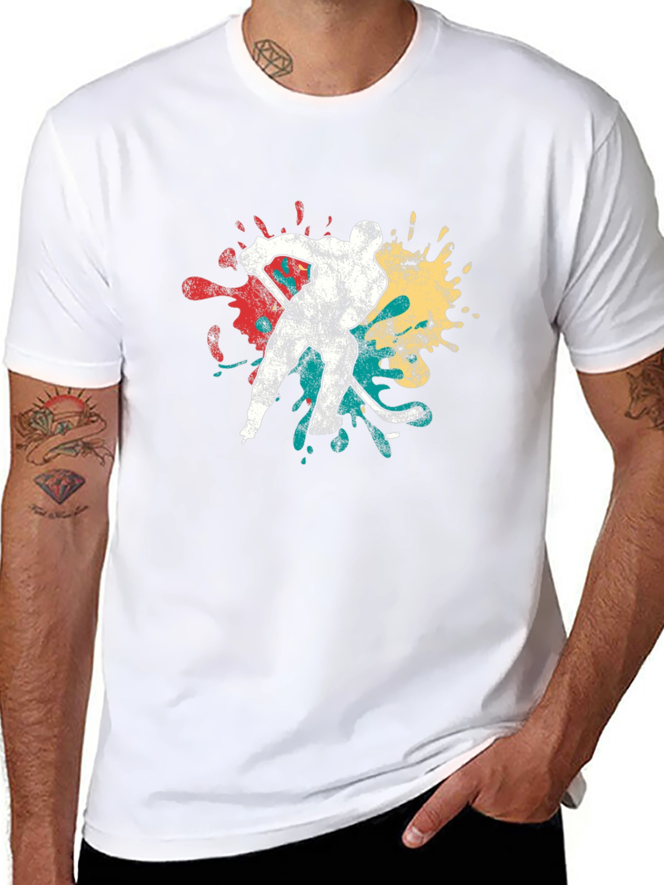 Hockey Player Graphic Tee - Retro Style