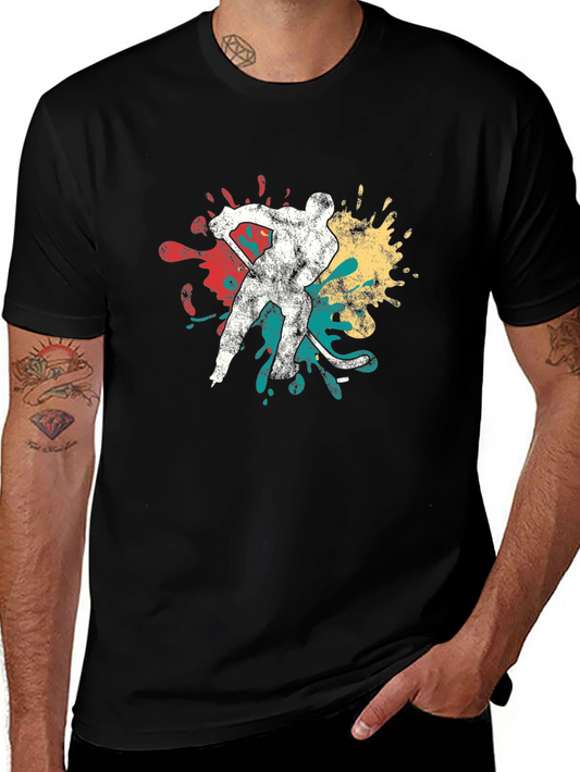 Hockey Player Graphic Tee - Retro Style