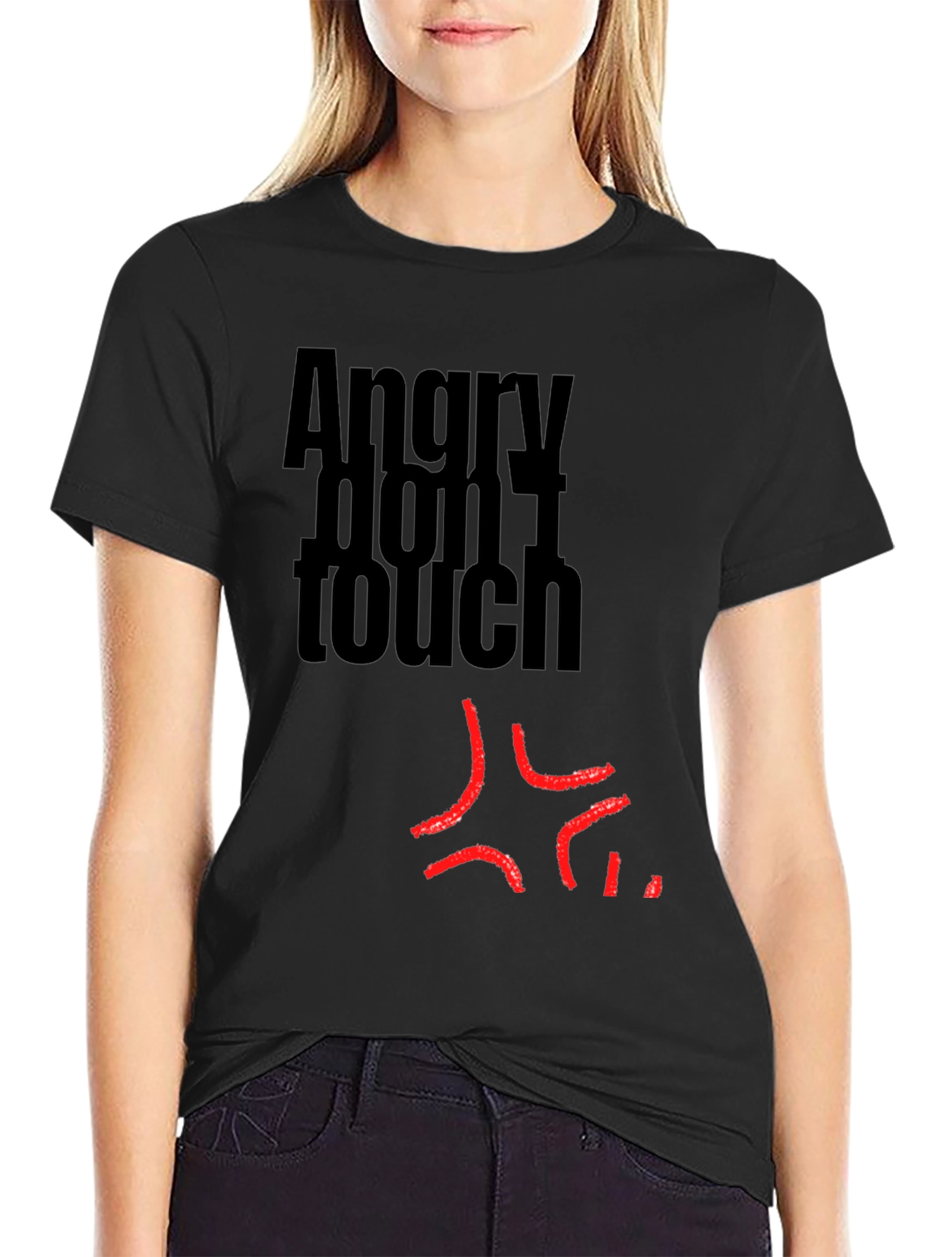 Angry Dont Touch Graphic T-Shirt - Black