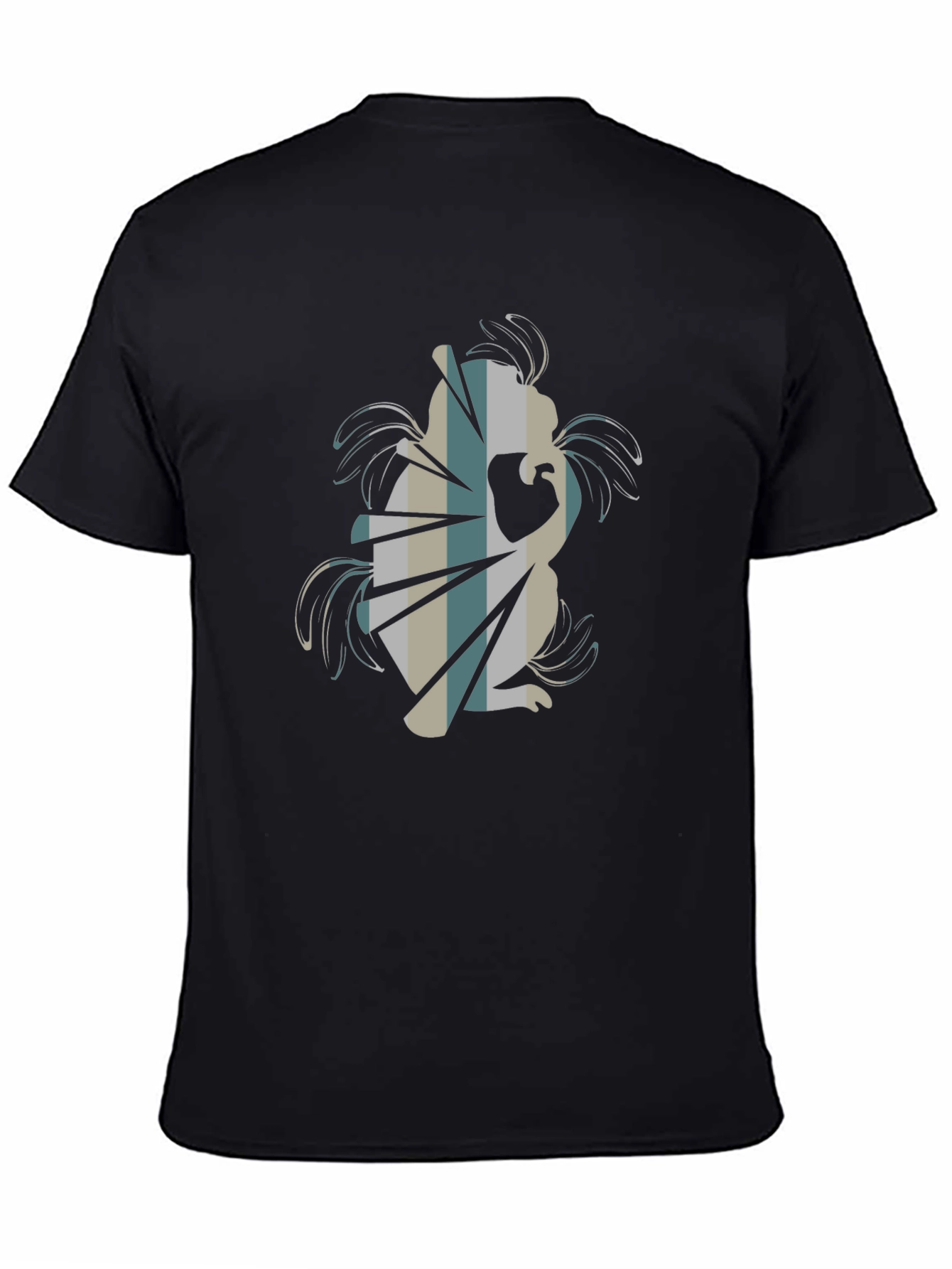 Abstract Squirrel Graphic Tee - Black Cotton Blend