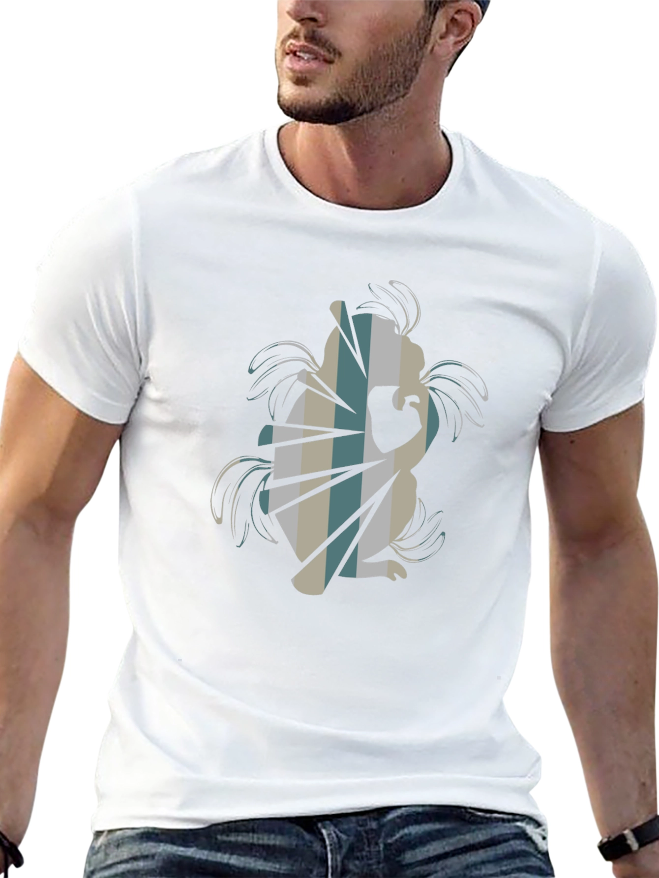 Abstract Squirrel Graphic Tee - Black Cotton Blend