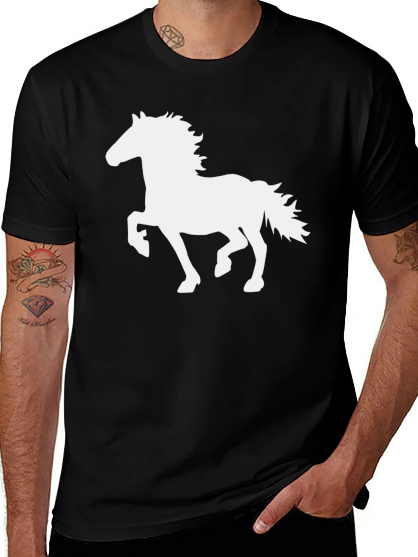 Horse Silhouette Graphic Black T-Shirt