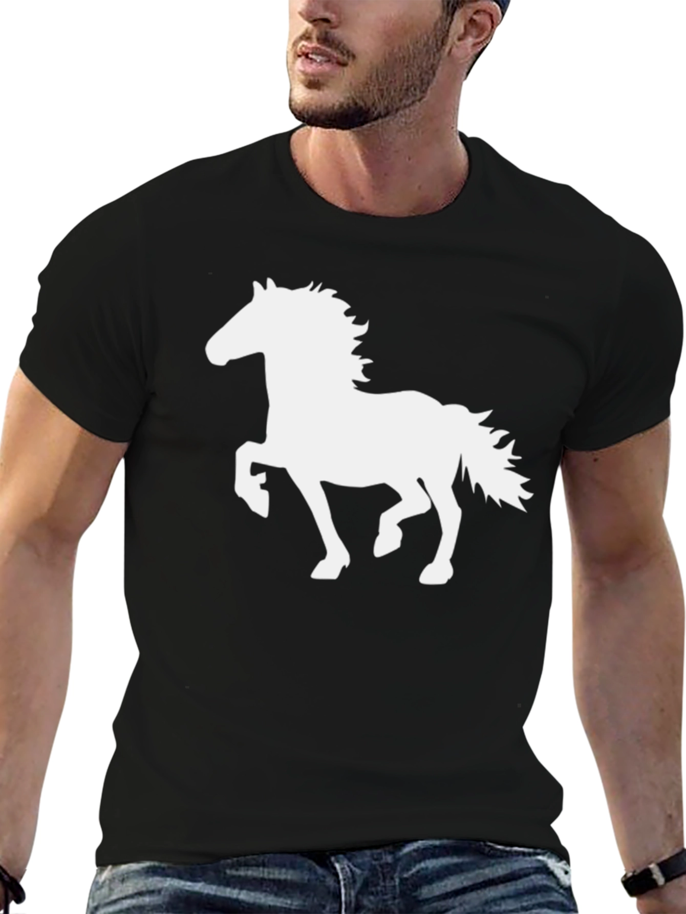 Horse Silhouette Graphic Black T-Shirt