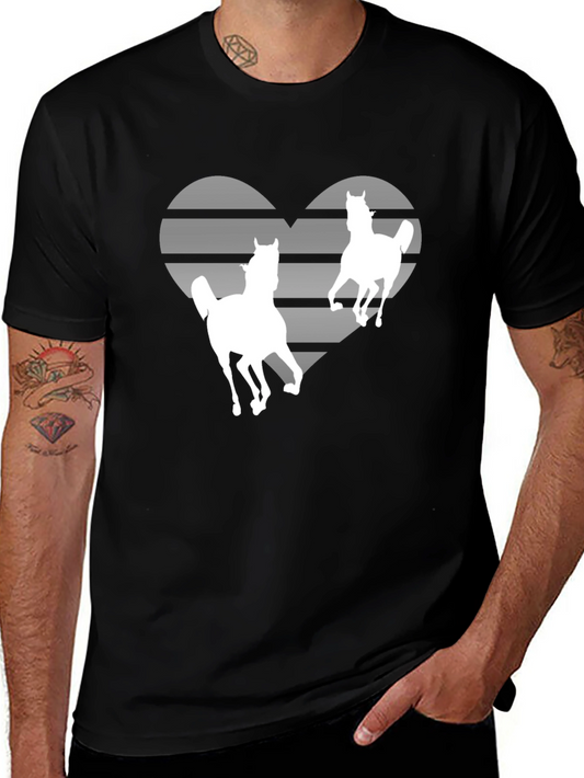 Horse Lover Striped Heart Graphic Tee