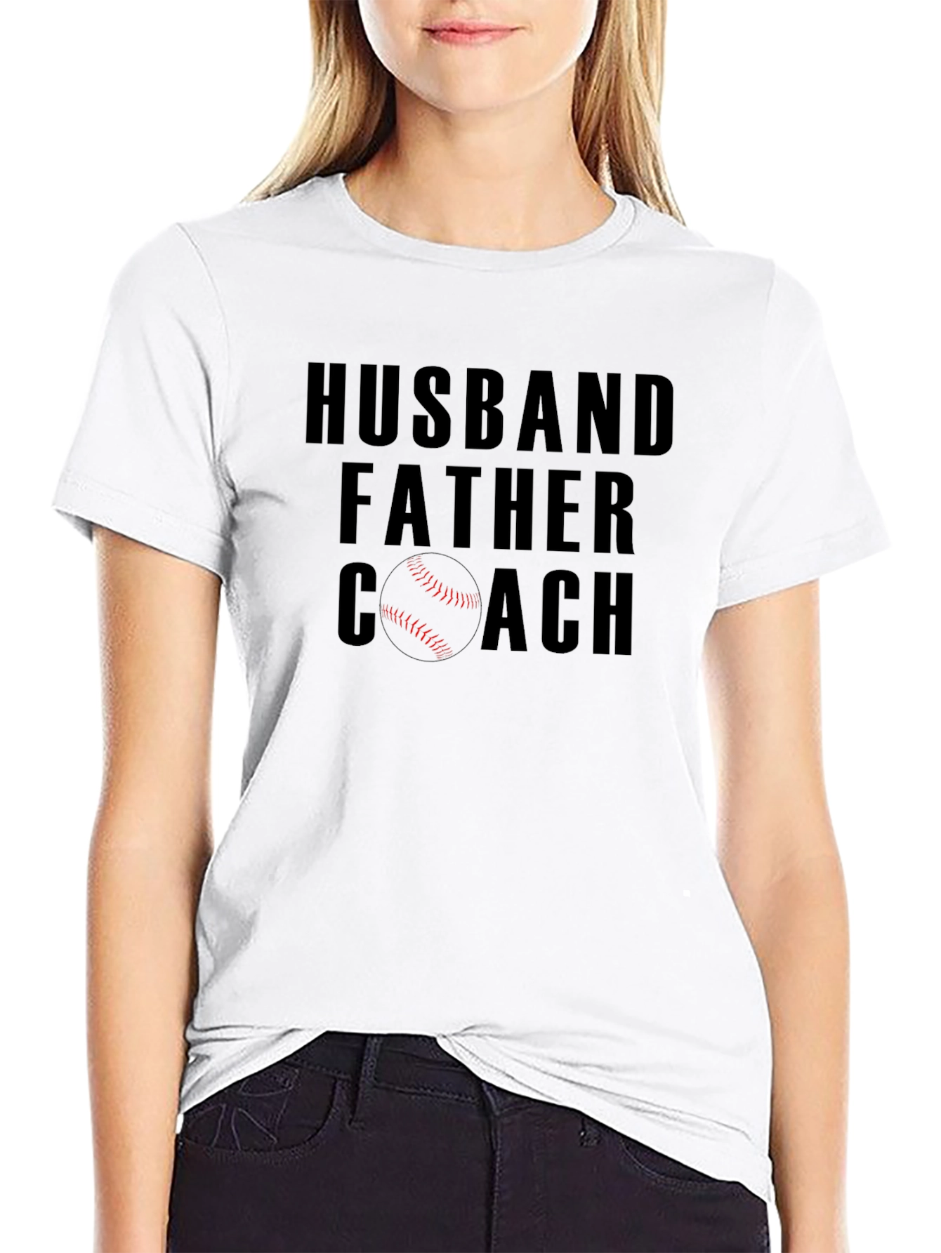 Husband Father Coach T-Shirt - Baseball Dad Tee