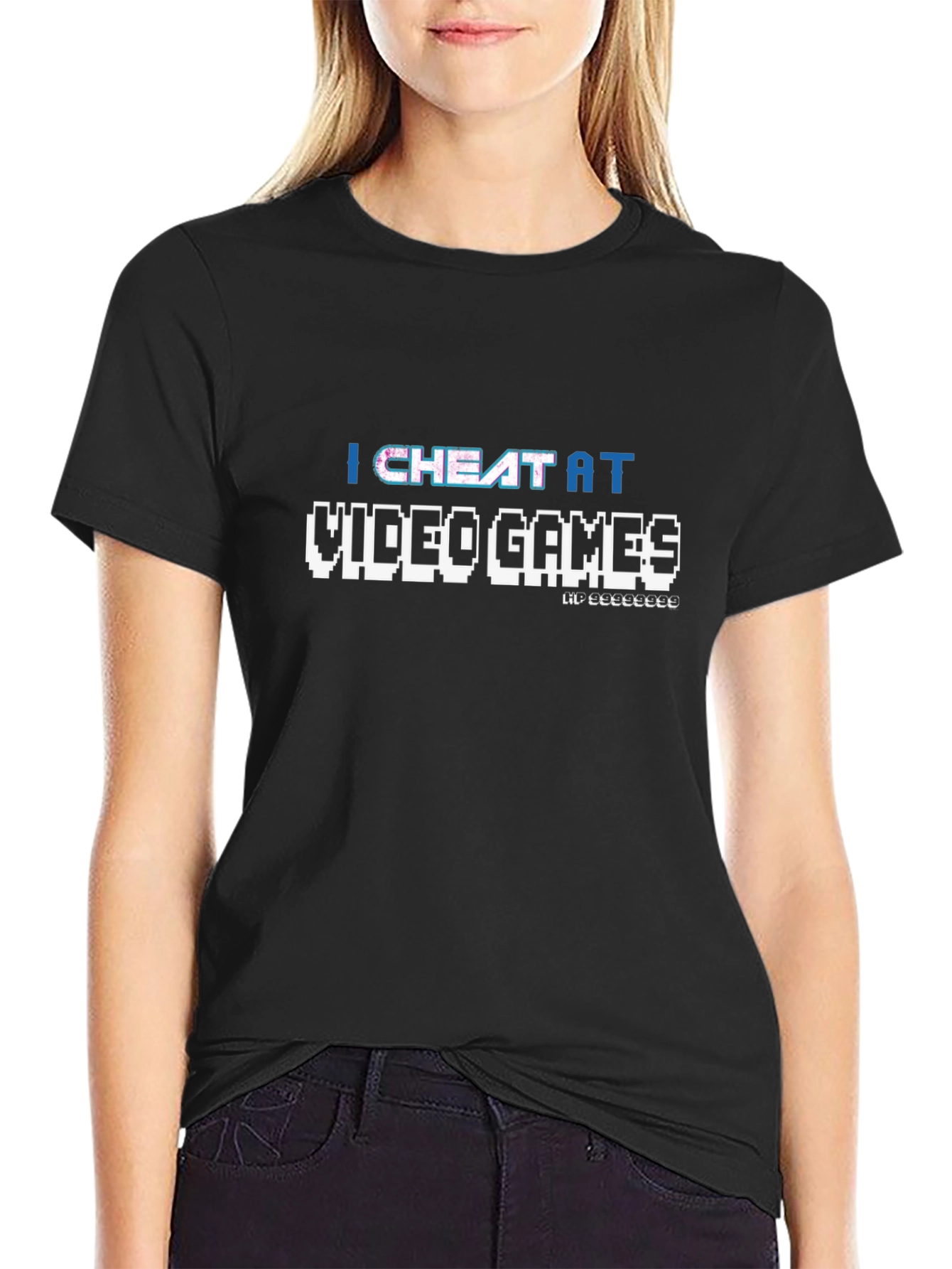 I Cheat at Video Games Black Graphic Tee