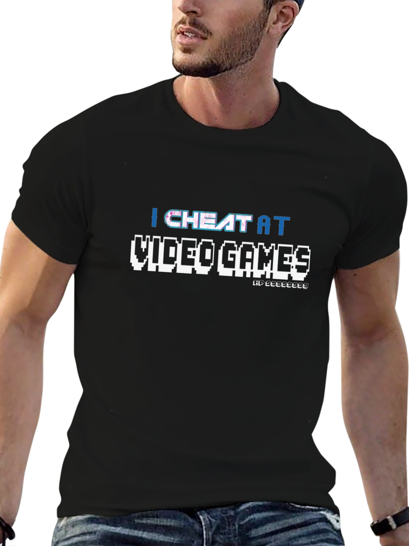 I Cheat at Video Games Black Graphic Tee