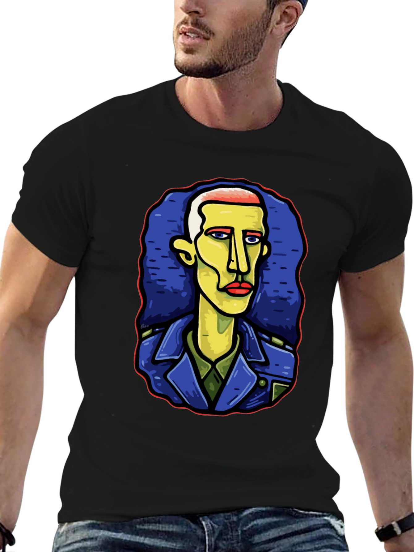 Abstract Art Graphic Tee - Unique Portrait Design