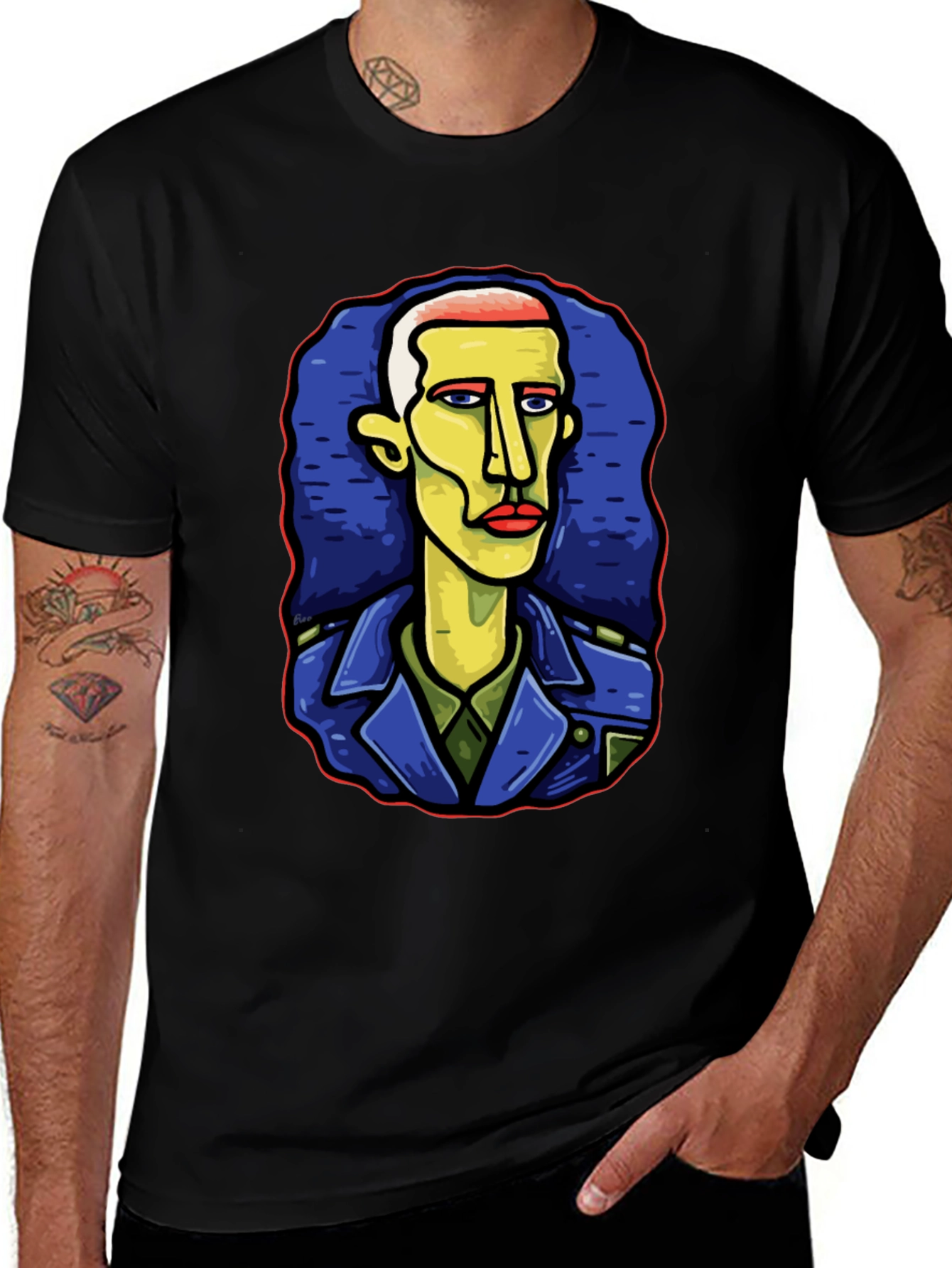 Abstract Art Graphic Tee - Unique Portrait Design