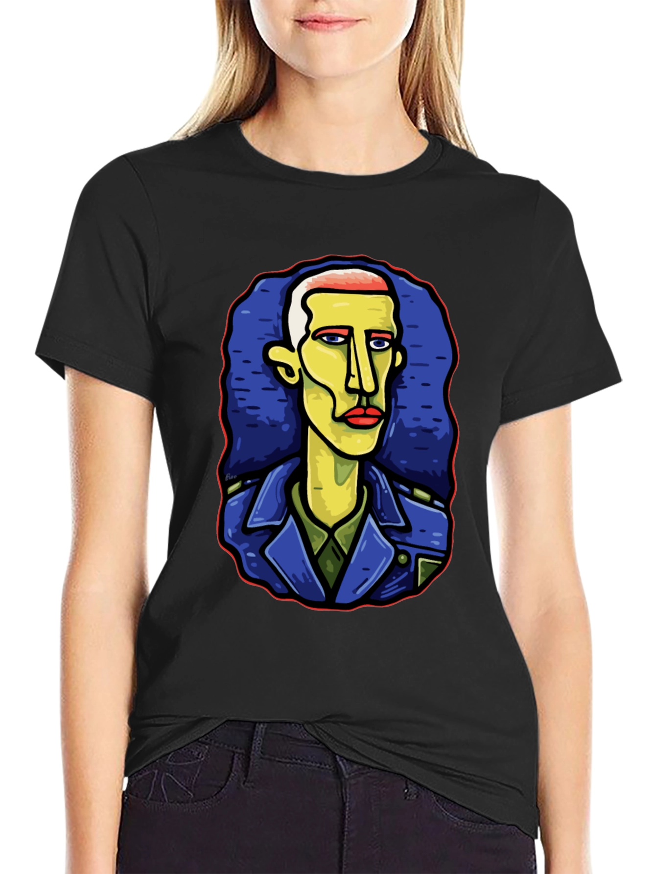 Abstract Art Graphic Tee - Unique Portrait Design