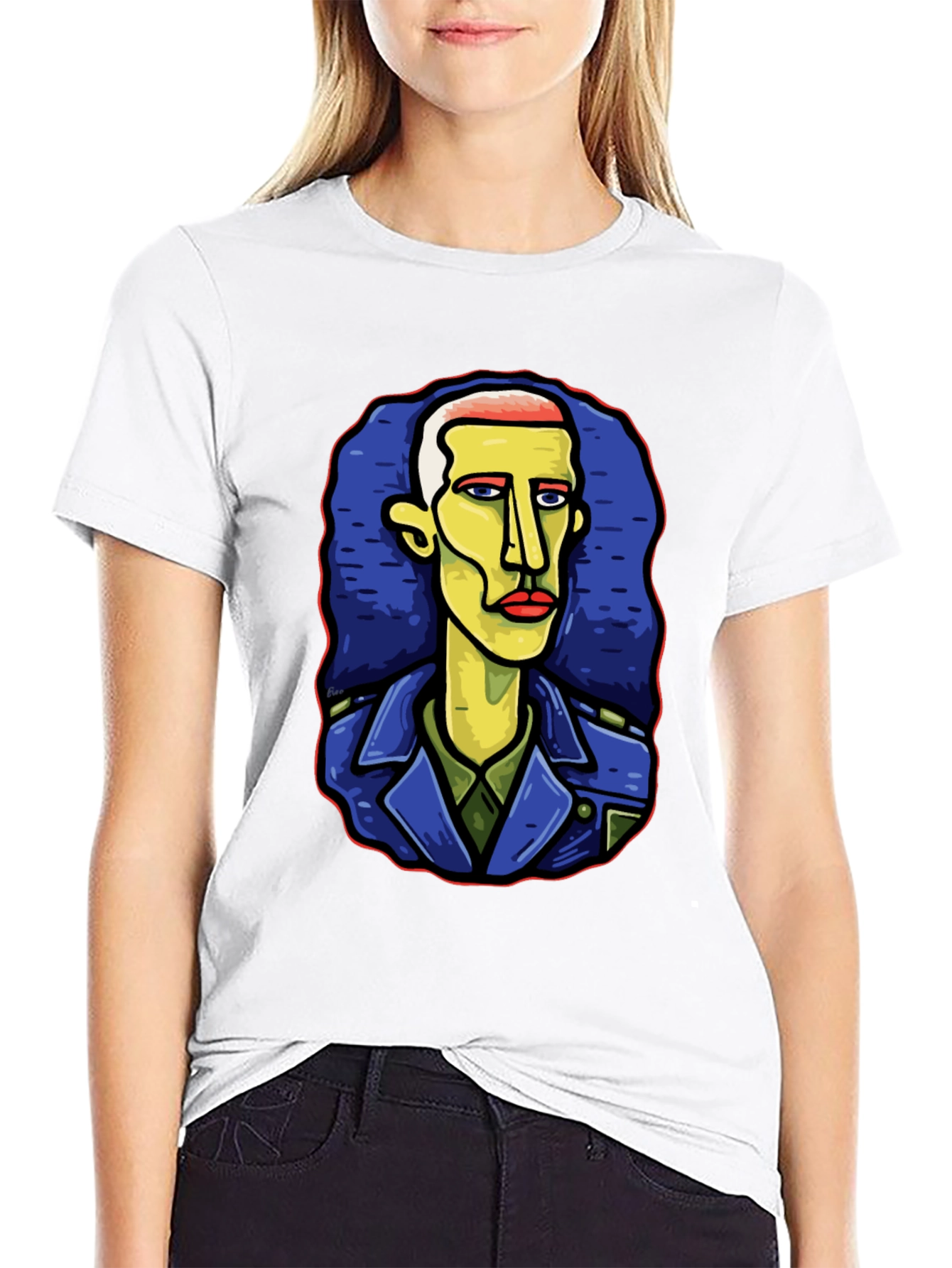 Abstract Art Graphic Tee - Unique Portrait Design