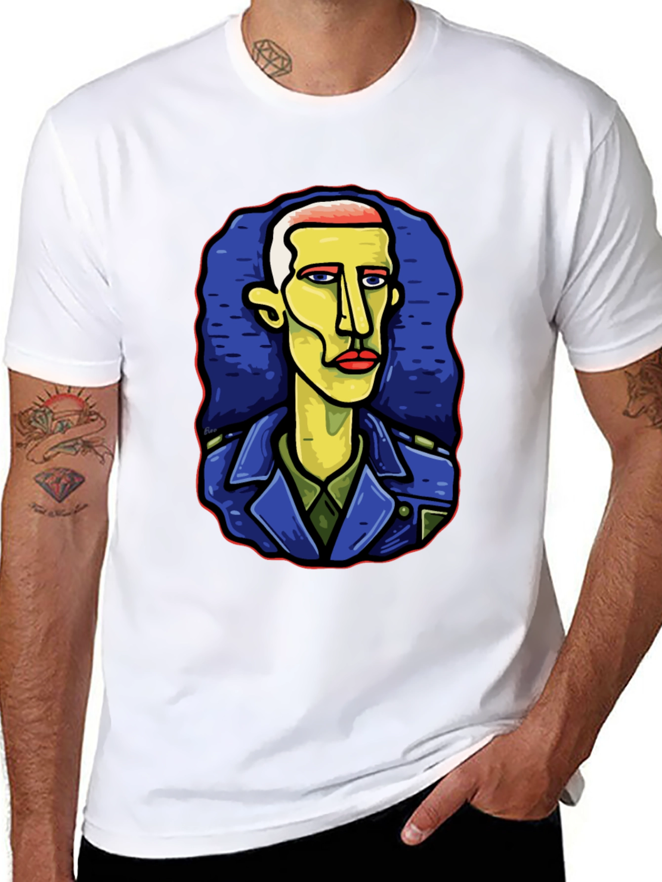 Abstract Art Graphic Tee - Unique Portrait Design