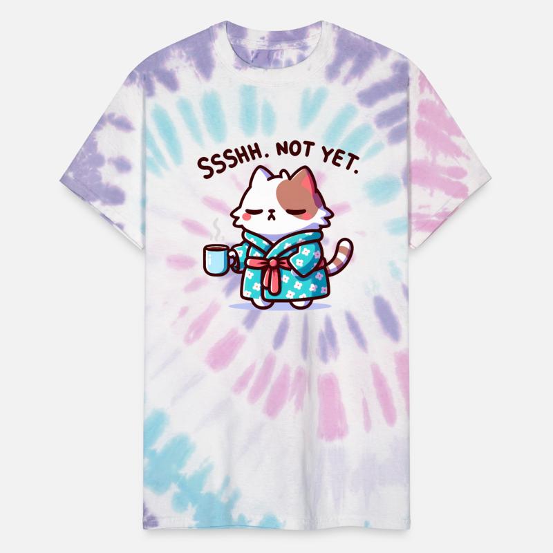 Shhhh. Not Yet. - Sleepy Cat with Coffee