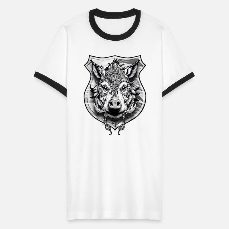 shield with wild boar head - DIGITAL - grayscale