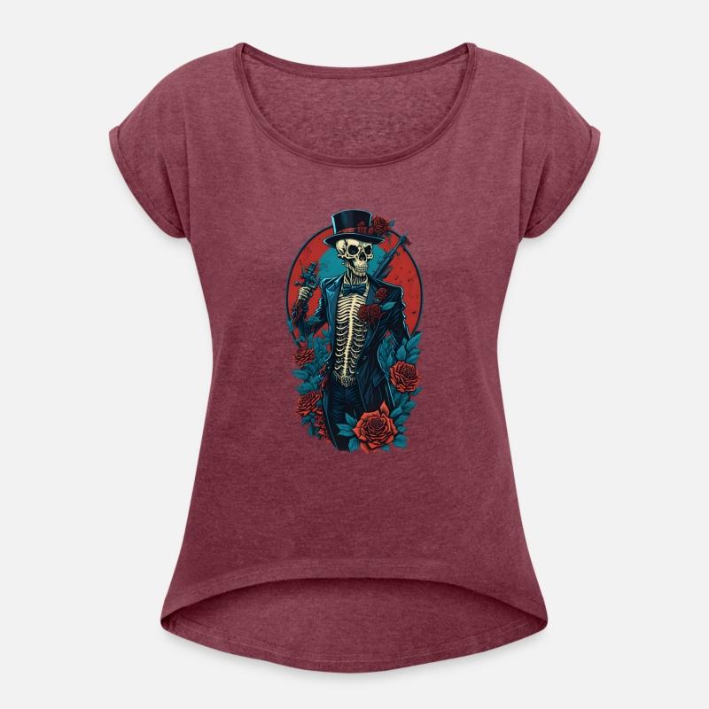 Skeleton with a tuxedo and roses skull