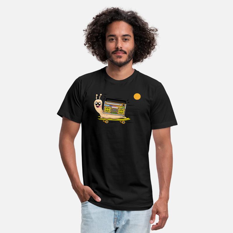 Snail with his skateboard and boombox