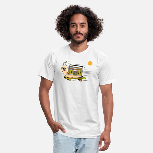 Snail with his skateboard and boombox