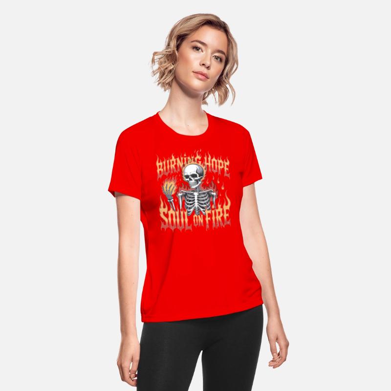 Soul on Fire Flaming Skeleton Gothic Shirt