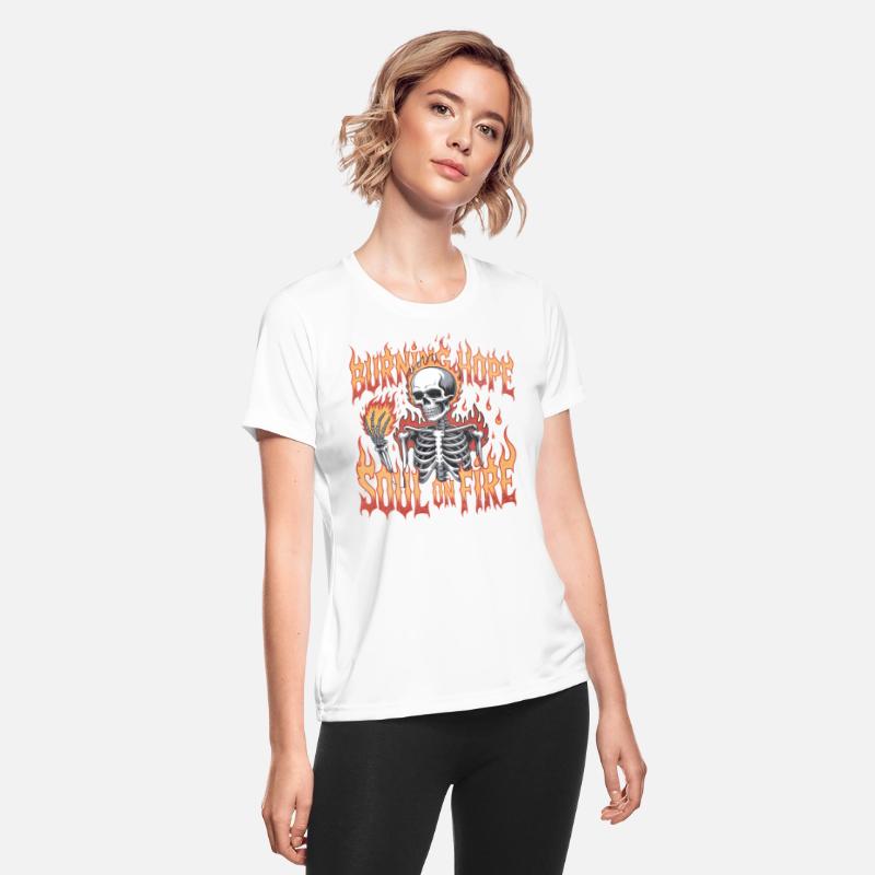 Soul on Fire Flaming Skeleton Gothic Shirt