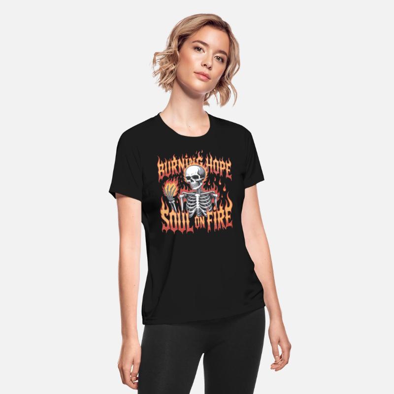 Soul on Fire Flaming Skeleton Gothic Shirt