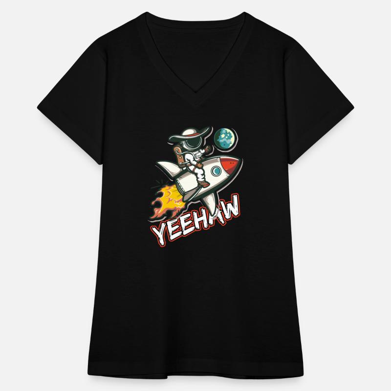 Space Cowboy Riding a Rocket with Yeehaw Slogan