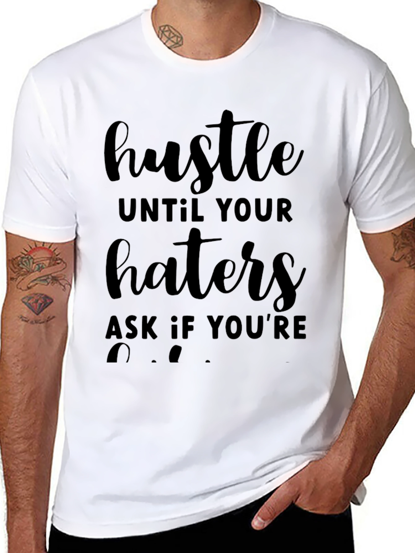 Hustle Motivational Graphic Tee - Black
