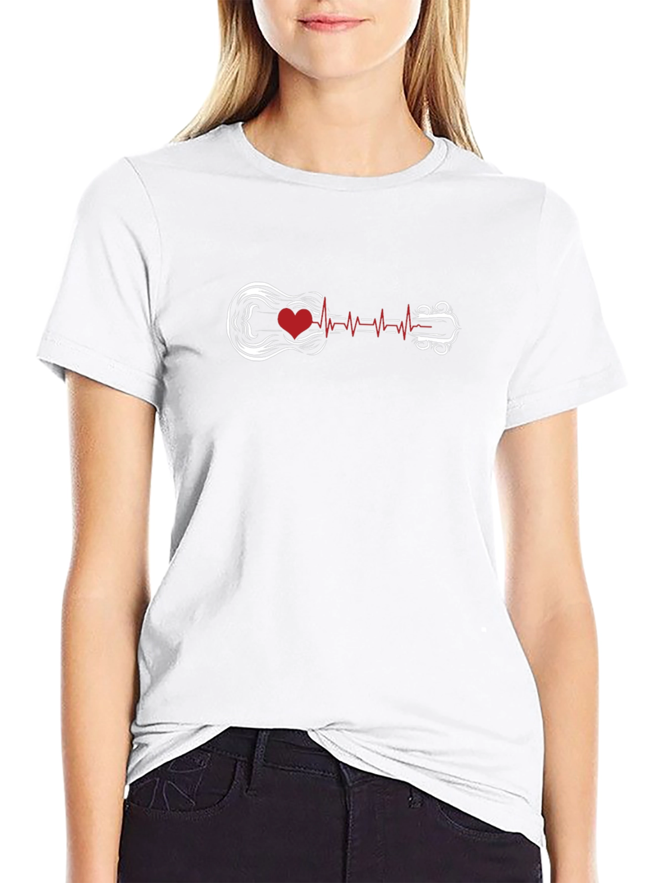 Heartbeat Guitar Graphic Tee - Music Lovers Shirt