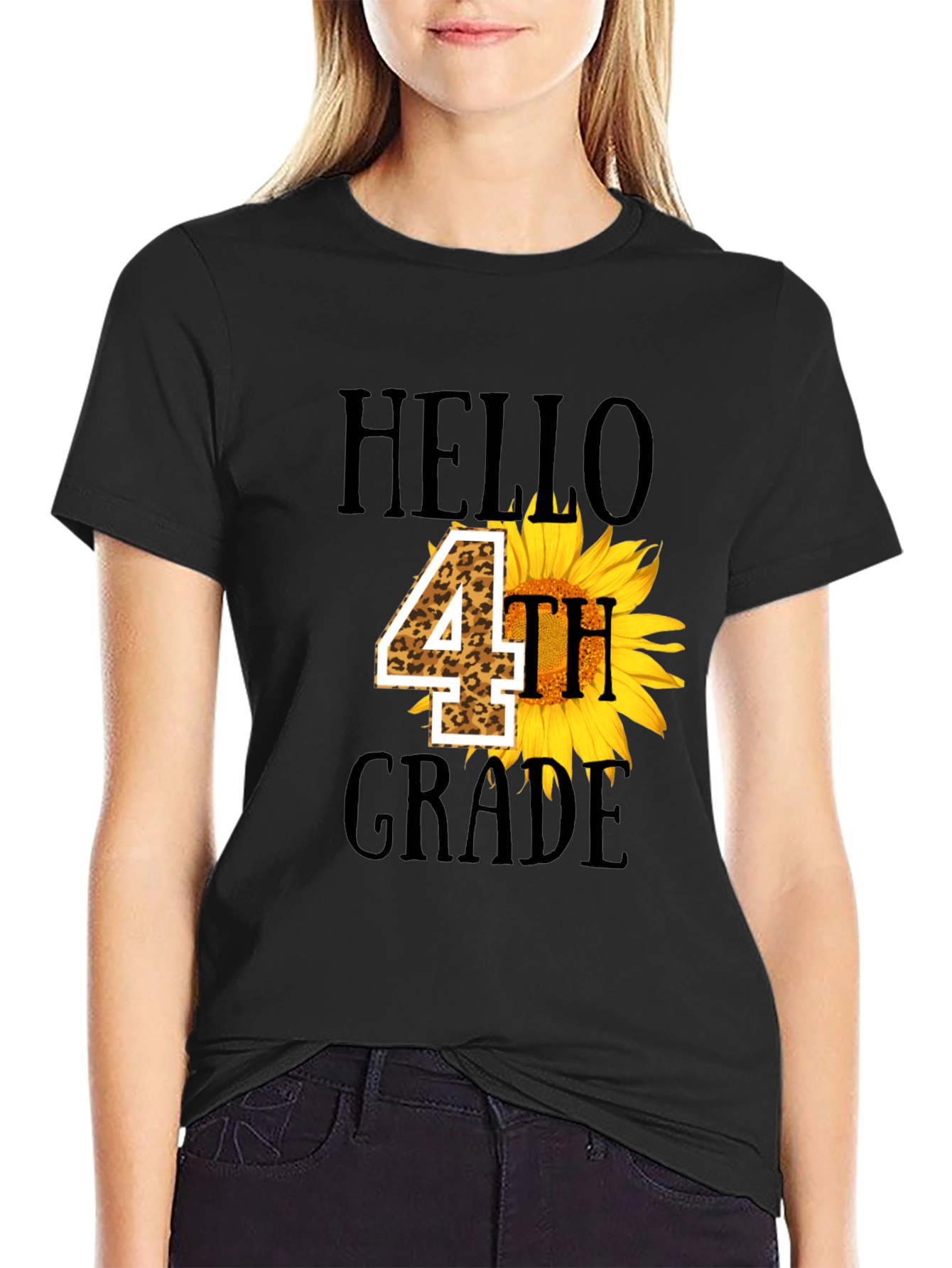 Hello 4th Grade Sunflower Tee