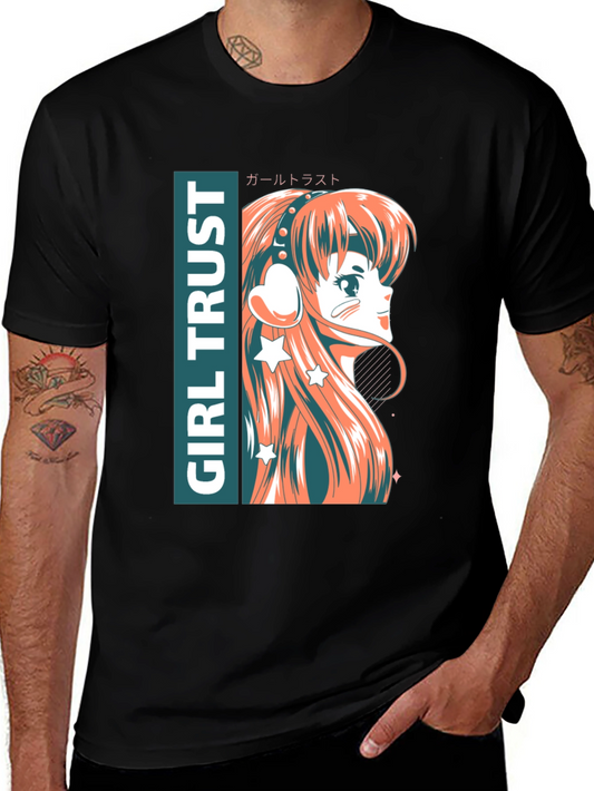 Anime Girl Trust Graphic Tee - Stylish Unisex T-Shirt
