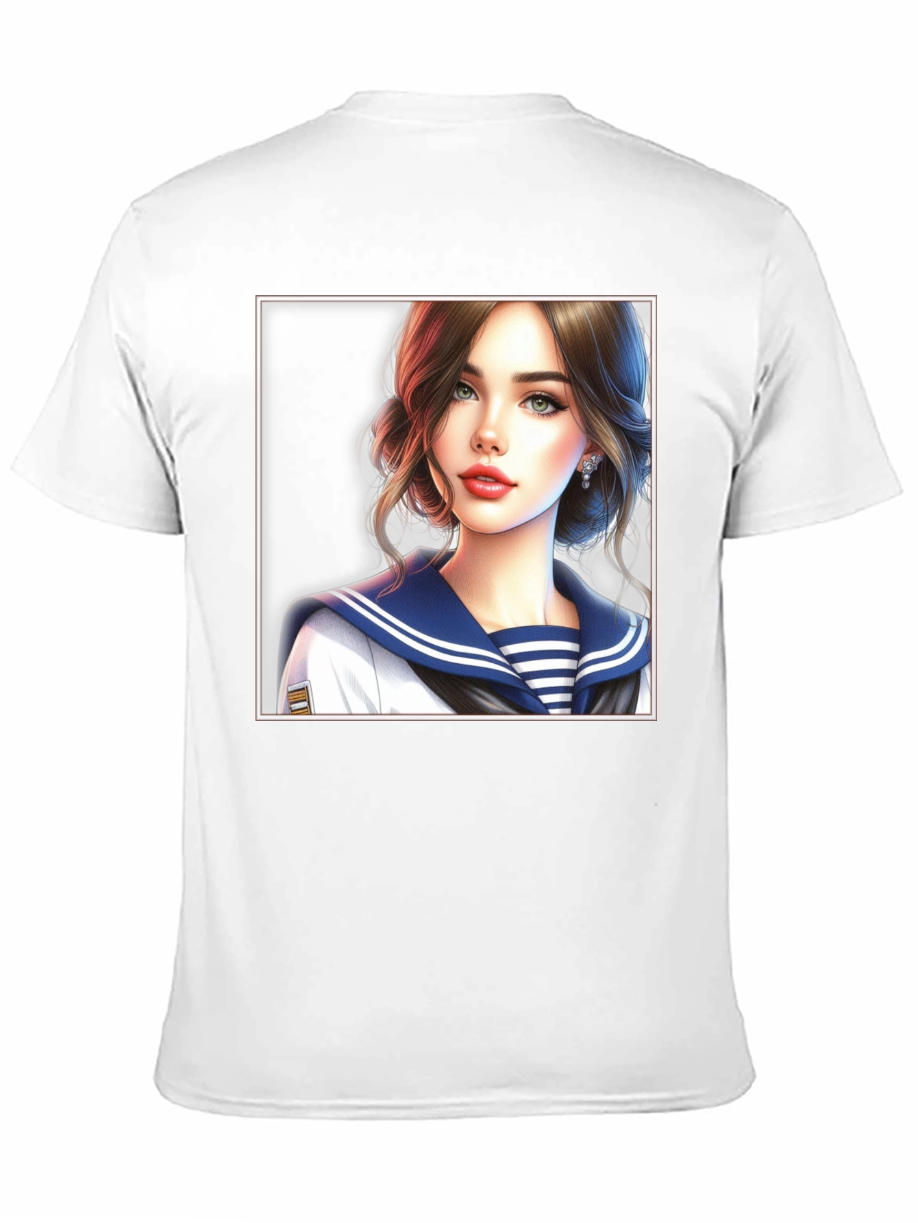 Anime Girl Sailor Outfit Black T-Shirt