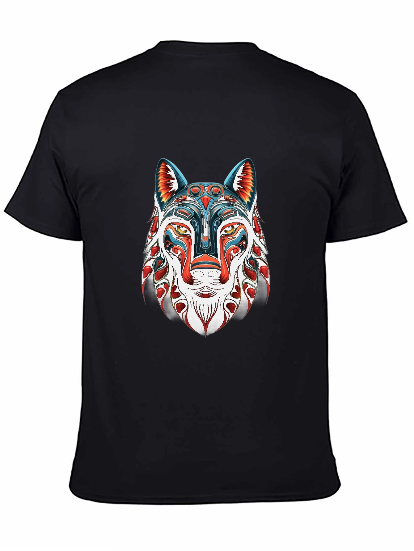 Abstract Wolf Graphic Black T-Shirt
