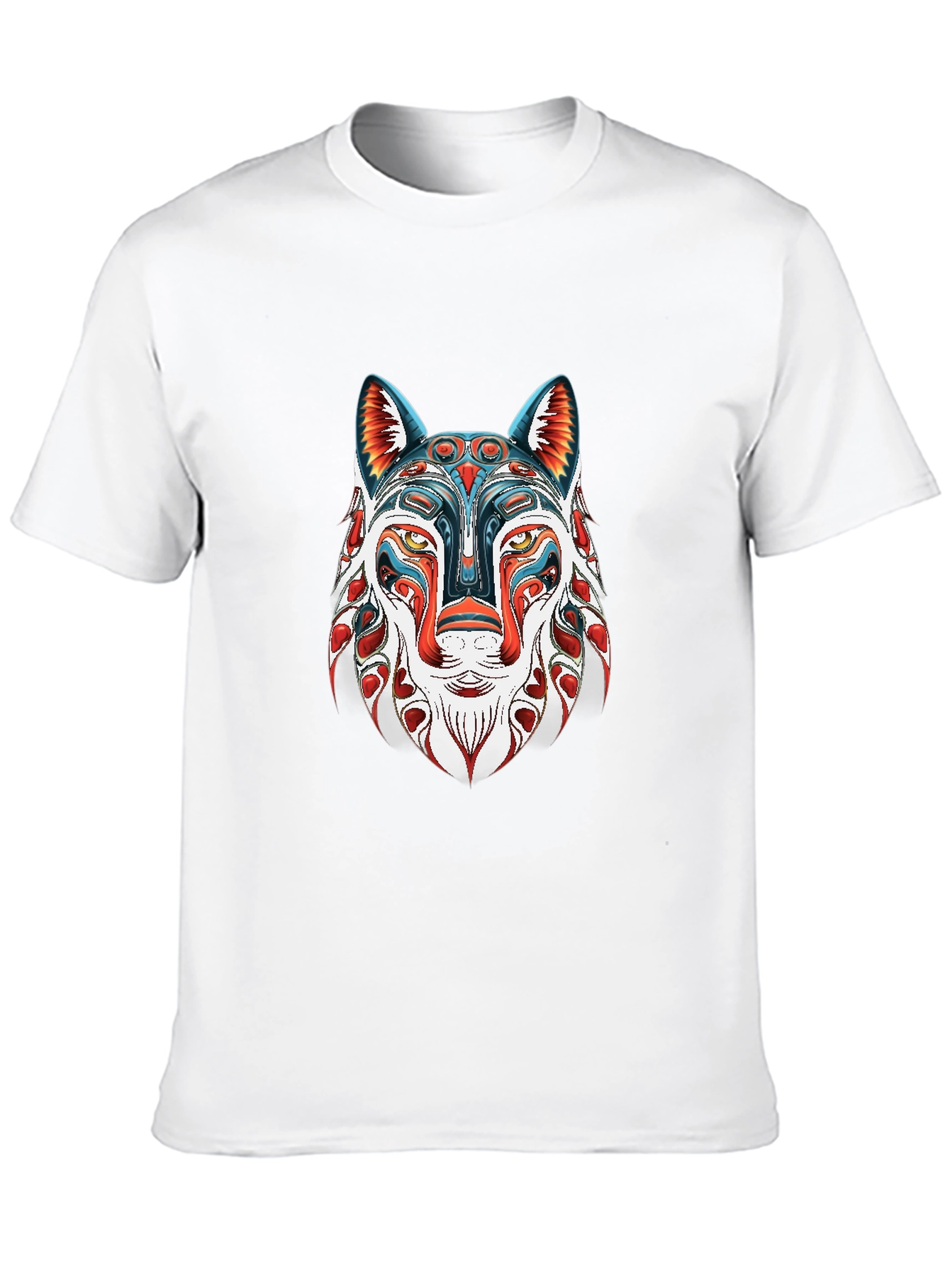 Abstract Wolf Graphic Black T-Shirt
