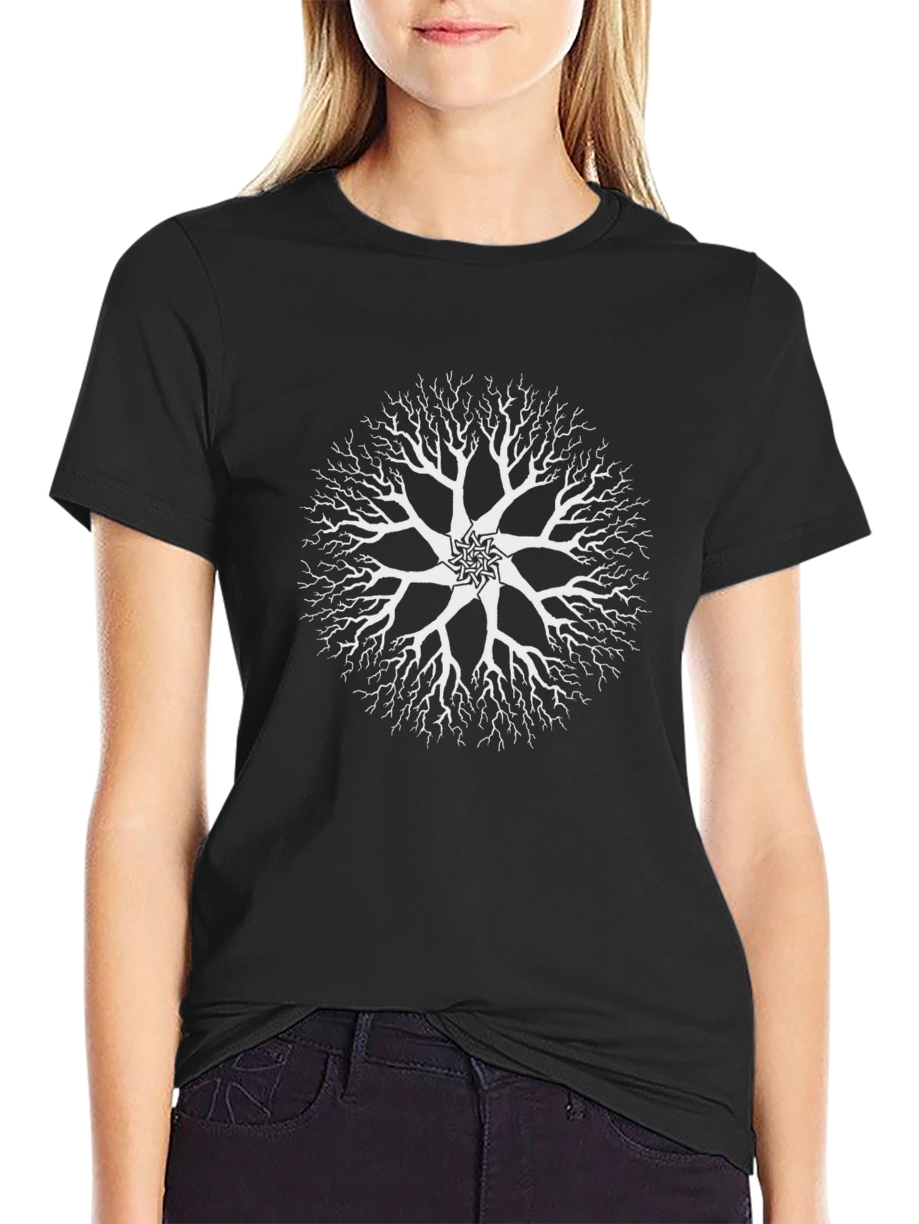 Abstract Tree Graphic Black Tee