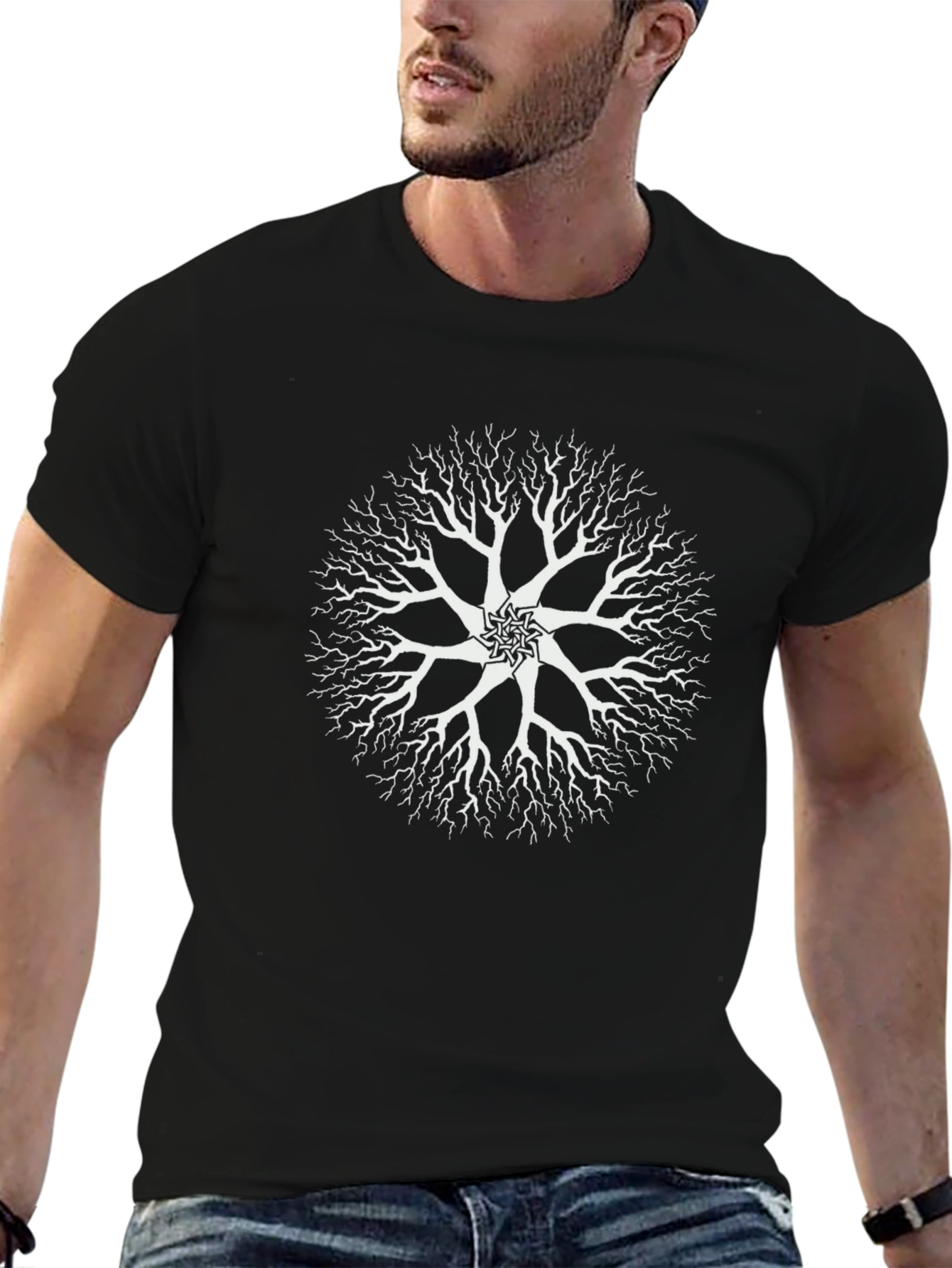 Abstract Tree Graphic Black Tee