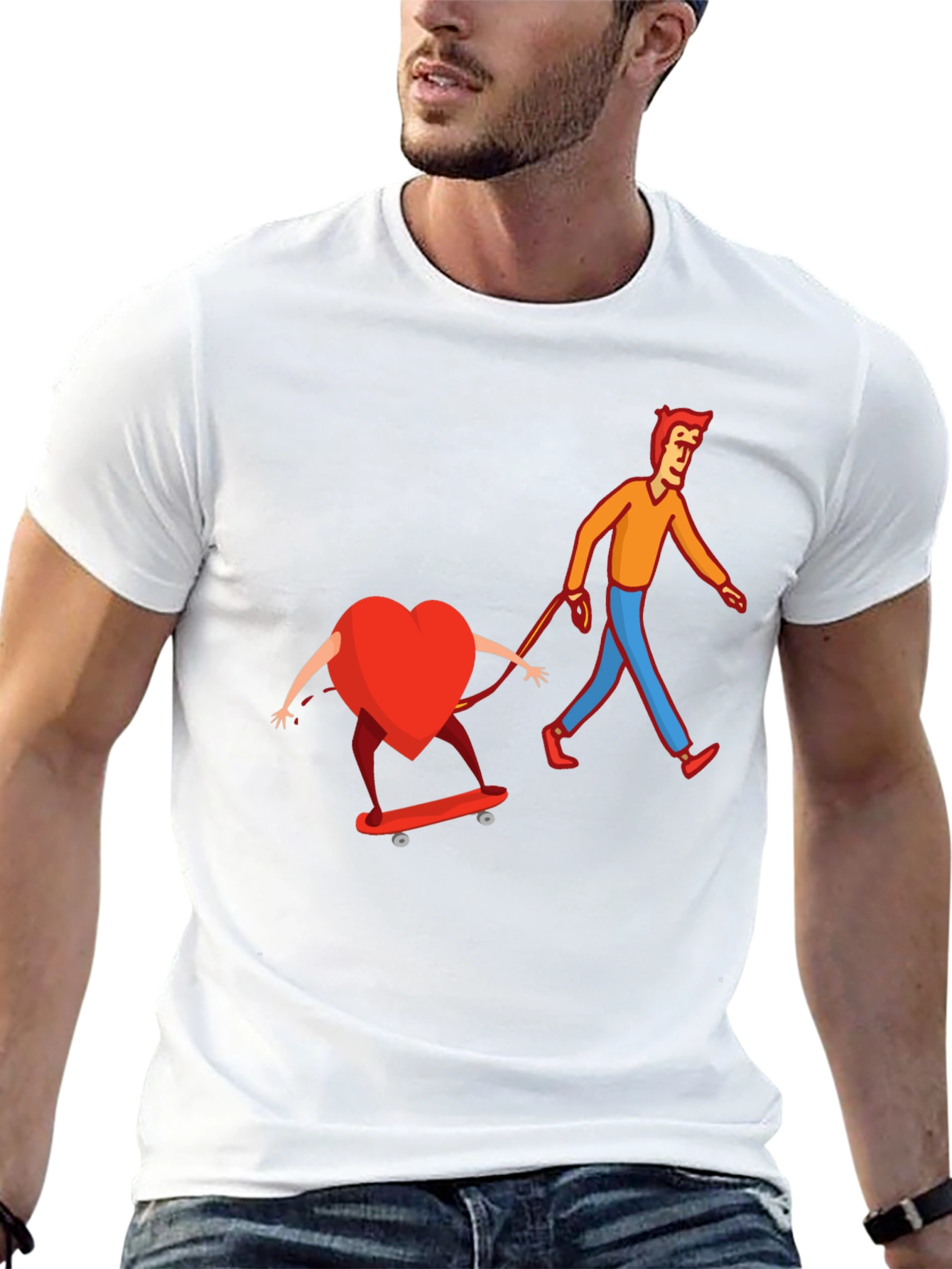 Heart on Skateboard Funny Graphic Tee